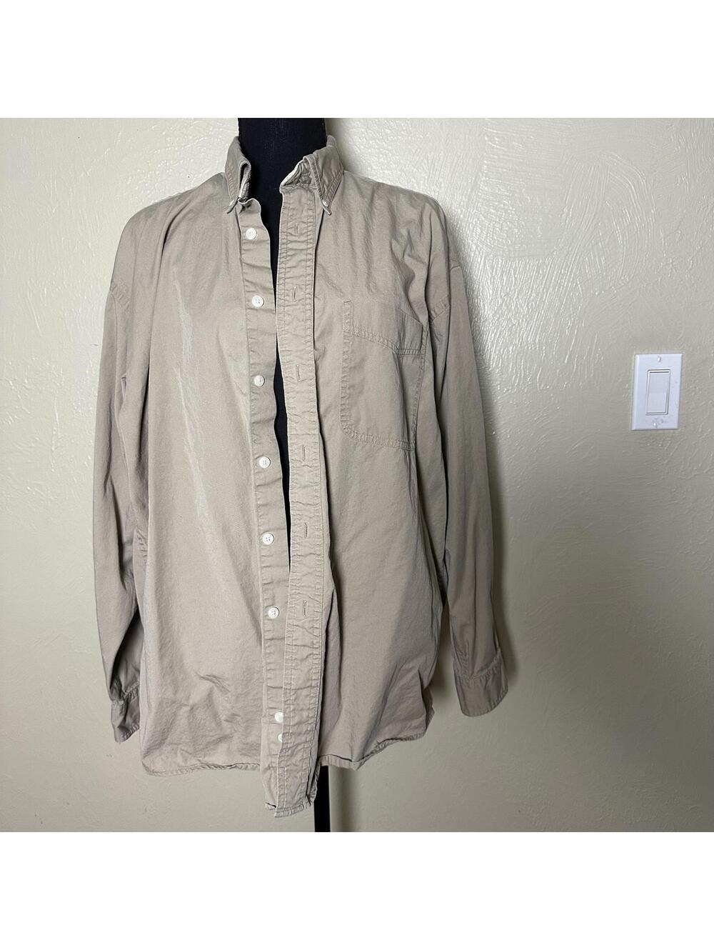 Vintage St John’s Bay Grandpacore Corduroy Collar Chore Shirt Jacket Tan L